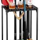 Billiards Pool Stick Holder - Pool Cue Rack Floor Stand & Ping Pong Paddle Holder Hardwood Pool Cue Holder for 12 Cues Sticks Pool Table Accessories Organizer (Black)