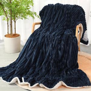 Electric Blanket Heated Queen Blanket, Super Soft Flannel & Sherpa Electric Queen Blanket with 6 Fast Heating Levels, 10 Hours Auto Off & OverHeat Protection, Machine Washable, 84'' X 90'', Navy Blue