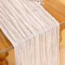 DeZerlor Ivory White Cheesecloth Table Runner 10 Pack Spring Easter Table Runners Boho Gauze 120 Inches White Cheese Cloth Table Decor for Wedding Bridal Baby Shower Parties Ivory White, 10 Pack