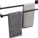TocTen Double Bath Towel Bar - Thicken SUS304 Stainless Steel Towel Rack for Bathroom, Bathroom Accessories Double Towel Rod Heavy Duty Wall Mounted Square Towel Holder (Matte Black,24 INCH)