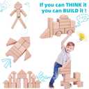 Kids Wooden Blocks - 100 Pcs - Building Blocks for Toddlers - Natural Beech Wood Blocks - Preschool Learning Toys Stacking Block