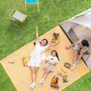 RUIBOLU Beach Blanket Large Picnic Blankets, 80x60in Sandproof Beach Mat for 2-4 Adults Waterproof Quick Drying Outdoor Picnic Mat for Travel Camping Hiking Festival Park Lawn (Yellow Plaids)