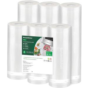 6 x Bonsenkitchen Vacuum Sealer Rolls Bags, 6 Pack 3 Rolls 11" x 20' + 3 Rolls 8" x 20' Commercial Grade BPA Free Bag Rolls, Durable Customized Size Food Vac Bags for Storage and Sous Vide Cooking VB3211