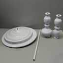 Funecy Metal Small End Table,Vintage Matte Black Round Side Table Nightstand for Bedside or Sofa,Small Accent Pedestal Table for Living Room Corners Bedroom Patio and bar (Light White)