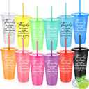 MotiMind 12 Pcs Employee Appreciation Gifts Bulk 24 oz for Women Men Social Worker Graduation Appreciation Week Tumblers with Lids Straw Thank You Cup for Christian Staff Volunteer Coworker Gifts