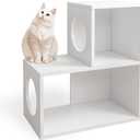 Cat Stairs Shelf 2 Steps, cat Tree Climbing Shelf, Window Perch & Storage Solution, Stair Platform for Indoor Adult Cats, Made from Safe Sturdy Material, Versatile Ladder Direction, White