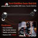 Sway Bar End Link Front Stabilizer bar Compatible With 2002-2019 Lexus ES300 ES330 RX330 RX350 RX400h RX450h 2001-2019 Toyota Avalon Camry Highlander Solara Venza, K90344 2pc