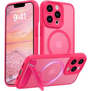 Magnetic for iPhone 11 Phone Case-Compatible with MagSafe-Carbon Fiber Texture-Slim Military Grade Drop Protection Phone Case for iPhone 11 6.1",Hot Pink