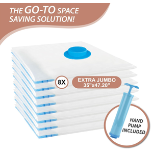 Cozy Essential 8 Pack XXL Jumbo Vacuum Storage Bags, Extra Large Vacuum Seal Bags for Comforters, Bedding, Blanket Storage, Giant Space Saver Bags for Huge Stuffed Toy(47.2x35 in)