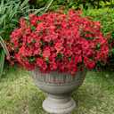 Lnoicy 20 Bundles Artificial Fake Flowers for Outdoor Faux Eucalyptus Flowers for Home Decoration,Fake Plants UV Resistant for Porch/GardenRed
