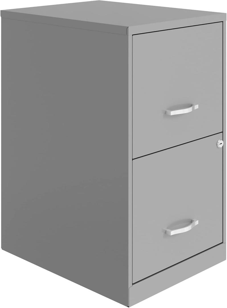 Lorell 2-Drawer File Cabinet, 14.2" x 18" x 24.5", Silver  
