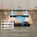 IKTCH 36 inch Built-in/Insert Range Hood 900 CFM, Ducted/Ductless Convertible Duct, Stainless Steel Kitchen Vent Hood with 4 Speed Gesture Sensing&Touch Control Panel(IKB01-36)