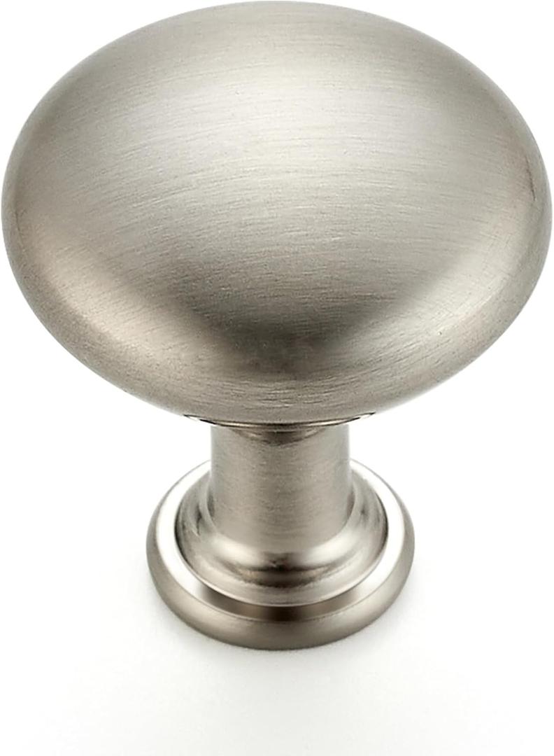 30 Pack 1 Inch Diameter Brushed Nickel Mini Round Solid Kitchen Cabinet Knobs Drawer Pulls for Dresser Closet Door Knobs Drawer Cabinets