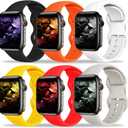 6 Pack Bands Compatible with Apple Watch Band 49mm 46mm 45mm 44mm 42mm 41mm 40mm 38mm for Women Men, Sport Silicone Breathable Strap for iWatch Series Ultra 11 10 9 8 SE 7 6 5 4 3 2 1
