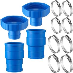 Enhon 2 Pack Pool Vacuum Hose Adapter Kit, Compatible with Intex Adapter B, 1 1/2 inch Rubber Skimmer Hose Connector with 4 Stainless Steel Clamp for Above Ground Swimming Pool Vacuum Surface Skimmer