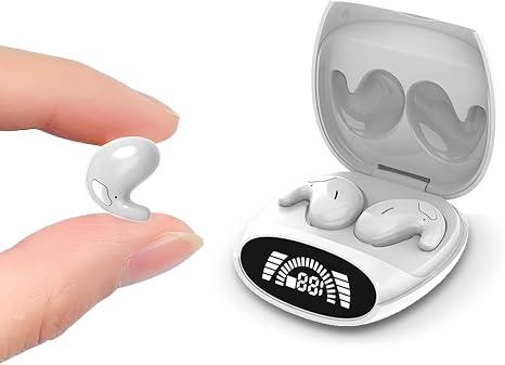 Piluyaa Sleep Earbuds，in Ear Headphones for Side Sleepers, Wireless Earbuds Light-Weight Noise Blocking, Comfortable Fit LED Power Display, Invisible Earphones for Sleeping, Working, Hiking, White