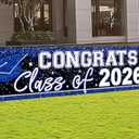 2026 Graduation Yard Sign Large Congrats Grad Banner Blue Class of 2026 Banner for Graduation Party Decorations 2026 (Blue)