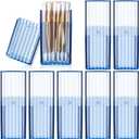 Dandat 8 Pcs Project Storage Case Portable Creative Storage Box Dental Toothpick Holder Floss Travel Case Transparent Flosser Dispenser Container for Teeth Cleaning Cotton Swab(Blue)