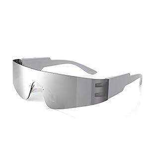 Rimless Futuristic Wrap Around Sunglasses Women Men, Cyberpunk Visor Sunglasses Shades Colorful Fashion Eyeglasses (Sliver Sunglasses) Rimless Futuristic Wrap Around Sunglasses Women Men, Cyberpunk Visor Sunglasses Shades Colorful Fashion Eyeglasses (Sliver Sunglasses)