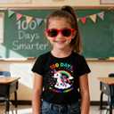 100 Days of School Shirt for Kids Boys Girls Funny 100th Day of School Toddler Graphic Short Sleeve T-Shirt 3-7T (Black)