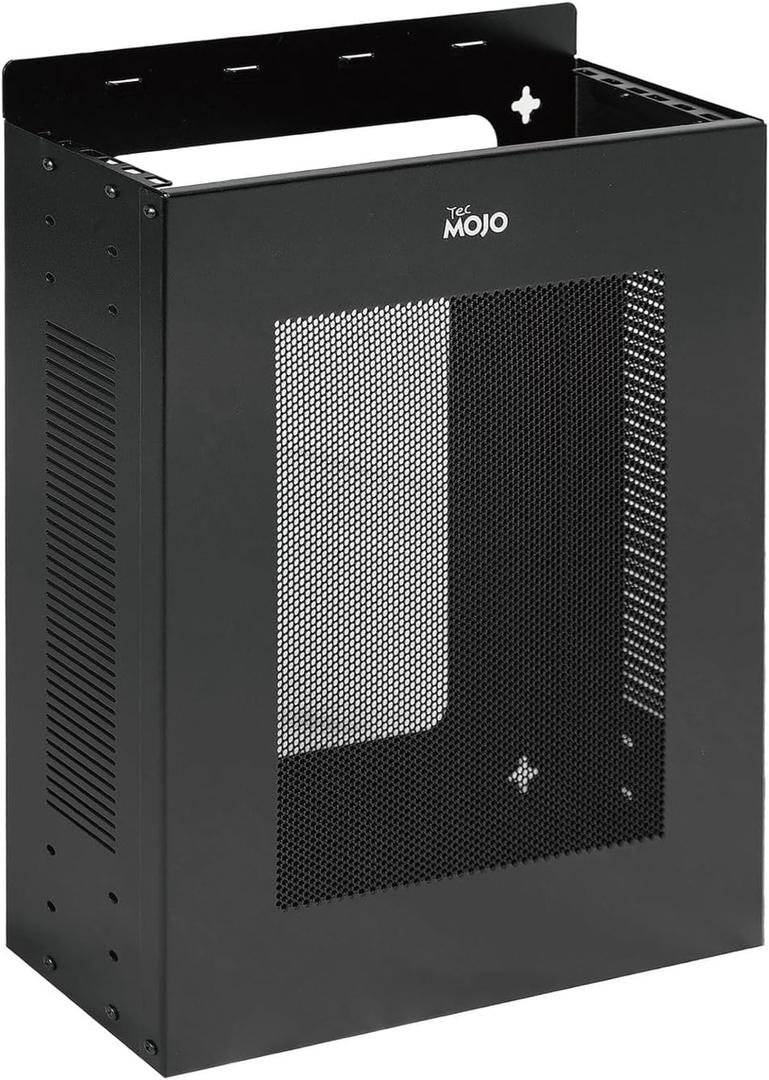Tecmojo 2U Vertical/Horizontal Wall Mountable Server Rack, with Vented Enclosure for 19" IT Equipment, Cable Modems, Telecom, A/V, Black