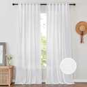 PONY DANCE White Sheer Curtains 96 inches Long - Living Room Window Treatments Natural Linen Blended Sheer Curtain Drapes for Bedroom, 52 Wide Each Panel, 2 Panels