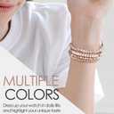 MOFREE Beaded Bracelet Apple Watch Band for Women 38mm 40mm 41mm 42mm, Elastic Stretch Women Strap Bands Compatible with iWatch Series 11/10/9/8/7/SE/6/5/4/3/2/1, Rose Gold for 5.3''-6.2'' Wrists
