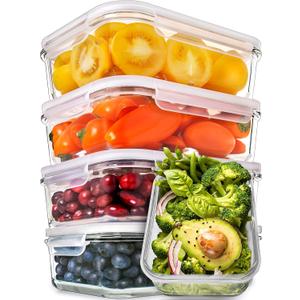 PrepNaturals 5 Pack 30 Oz Glass Meal Prep Containers - Dishwasher Microwave Freezer Oven Safe - Glass Storage Containers with Lids (Multi-Compartment)