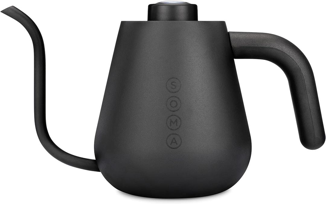 Soma Stainless Steel Gooseneck Coffee & Tea Kettle, Black, 1 Liter, Stovetop