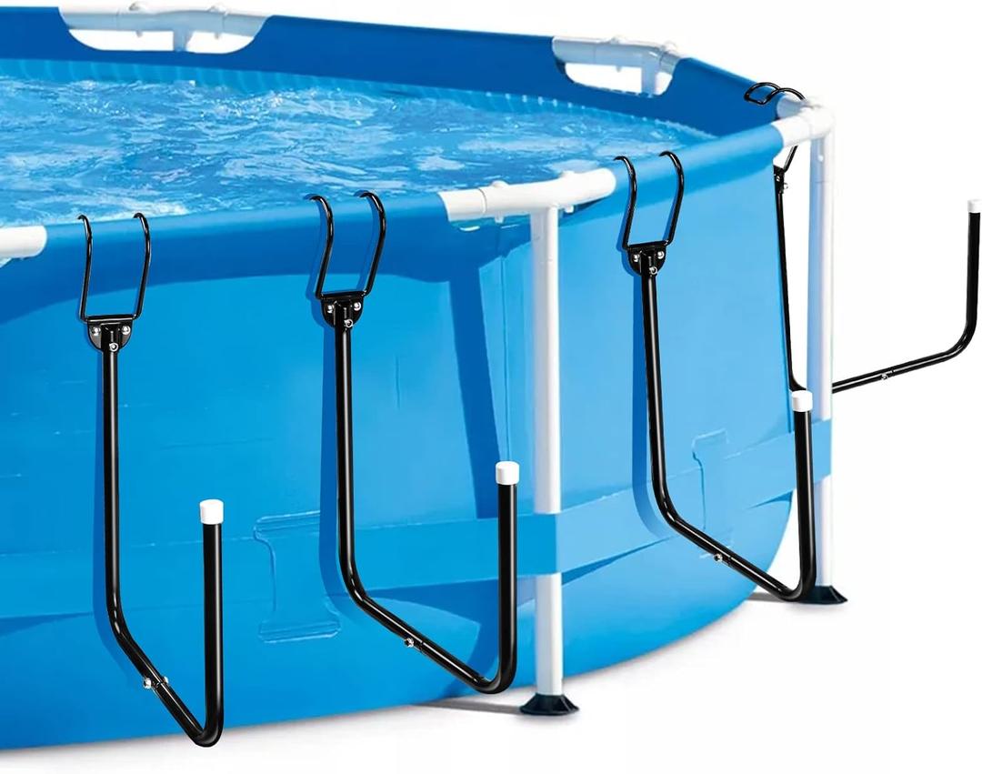 4 Pack Solar Pool Cover Holder,Solar Cover Hooks for Above Ground Pool,Keep Solar Cover Off The Ground,U-Shaped Tube Set.(Black)