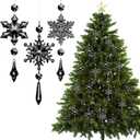 Boao Black 15 Pcs Crystal Snowflake Ornaments for Winter Valentine Acrylic Snowflake Wonderland Decorations for Party Favor Celebration