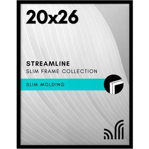 Americanflat 20x26 Picture Frame with Polished Plexiglass - Streamline Collection - Thin Border Picture Frame for Wall Display - Hanging Hardware Included - Black