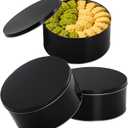 Yopay 3 Pack Cookie Tin with Lid, Round Gift Tin, Black Baking Cake Container for Storing Patisseries, Snack, Chocolate, Easter, Special Occasion, Holidays, 7" Wide by 3.2" Tall