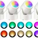 URTOM 4 Pack 6W RGBW Uplighting Indoor Color Changing Up Lights Indoor with Remote Dimmable LED Christmas Spot Lights for Home Aluminum Accent Lighting for Party Plant Decor with 5.9 FT Plug Cord