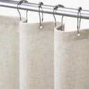 Awellife Linen Shower Curtain for Bathroom No Hook Shower Curtain with Snap in Liner Set Natural 87" L x 72" W Beige