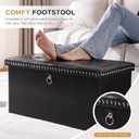 oakvivo Folding Storage Ottoman Bench 30in, Leather Foot Rest Stools Ottoman with Storage, Coffee Table, End of Bed Bench Footstool for Living Room, Bedroom, Load 330 lb, 30x15x15 inches, Black