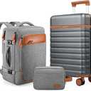 UKEIN Luggage Sets 3 Piece, Carry On Luggage 20In With Spinner Wheels,PC Hardside Suitcase Set with TSA Lock,Durable Carry On Suitcase With Travel Backpack for Men (Grey, 3 piece set (20inch))