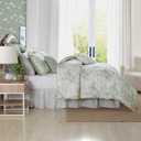 Laura Ashley - Full/Queen Comforter Set, Premium Cotton Bedding With Matching Shams & Bonus Decorative Pillow Covers, Floral Home Decor, Oeko-Tex Certified (Toile Delight Green, Full/Queen)