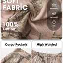 EXLURA Womens 100% Cotton Camo Pants High Waisted Straight Leg Baggy Denim Trousers Y2K Trendy Casual Forest Camo Cargo Jeans,XS