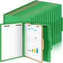 36 Pcs Classification Folders Letter Size, 1 Divider Pressboard File Folder with Fasteners, Expanding File Organizer Bulk for Teachers, Clergy, Office, Church, Christmas Donations (Green)