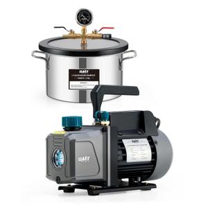 Orion Motor Tech 3 Gal Vacuum Chamber with Pump Kit, 3.5 cfm Vacuum Pump and Chamber Kit with Tempered Glass Lid 5 ft Hose, Vacuum Degassing Chamber Kit for Stabilizing Wood Degassing Silicone Resin