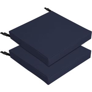 Easy-Going 24x24x4 in 2 Pack Waterproof Outdoor Chair Cushion Non-Slip Patio Garden Couch Seat Cushion with Zipper and Adjustable Straps Navy