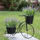 Grunyia 10 Bundles Artificial Plants Outdoor Fake Grass with Flowers UV Resistant Greenery Garden Porch Window Box Decorating (Purple)