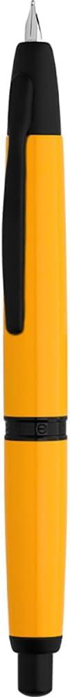 Majohn A1 Press Fountain Pen Fine Nib with Box, Retractable Orange Metal Ink Pen with Converter Writing Set (Black Clip Version)