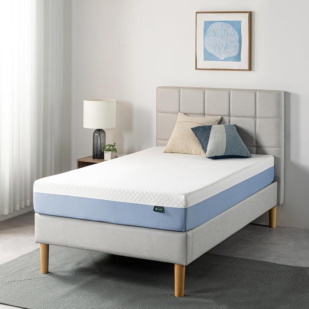 Zinus 8-Inch Twin Cooling Essential Memory Foam Mattress, White, Medium Feel, Fiberglass Free, Certified Safe Materials, Size: Twin