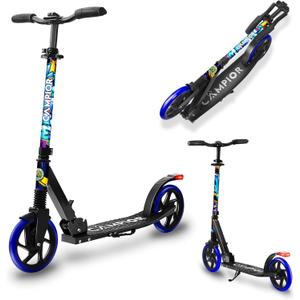 Kick Scooter for Ages 6+, for Kids, Teens, and Adults, Max Load 240 LBS, Foldable, 8-inch Big Wheels for Kids and Adults, with Kickstand, 3 Adjustable Levels, Child Safety Approved, Tree
