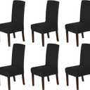 H.VERSAILTEX Velvet Dining Chair Covers Stretch Chair Covers for Dining Room Set of 6 Parson Chair Slipcovers Chair Protectors Covers Dining, Soft Thick Solid Velvet Fabric Washable, Black
