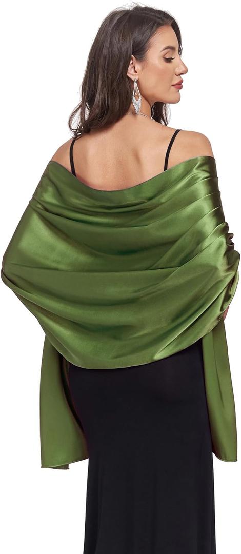 Shawls and Wraps for Evening Dresses Satin Shawl Wraps for Women Wedding Formal Shawl (Green)
