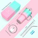 yoelike 32OZ Tumbler With Handle, Stainless Steel Vacuum Insulated Coffee Mug Cup for Travel, Home, Office, Indoor and Outdoor, Dishwasher Safe - Keep Cold 24hrs And Hot 12hrs(Bubble Gum)