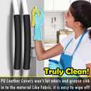 Royleath Refrigerator Door Handle Covers, 6PCS, Leather Kitchen Appliance Handle Covers, Keep Your Fridge Microwave Oven Stove or Dishwasher Clean, Stains Dirty Oils, Timesaver, Kitchen Decor (Black)